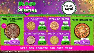 Modelo de TV para TV Horizontal com o tema Bloco de Ofertas para Pizzaria