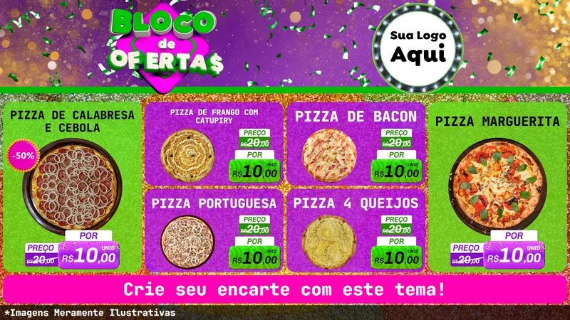 Modelo de TV para TV Horizontal com o tema Bloco de Ofertas para Pizzaria