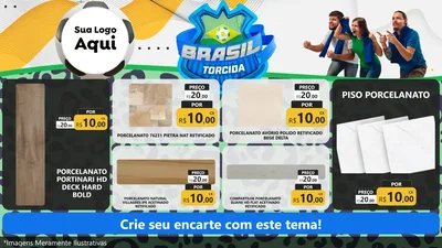 Modelo de TV para TV Horizontal com o tema Brasil Torcida - Copa para Pisos e revestimentos