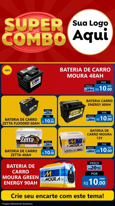 Modelo de TV para TV Vertical com o tema Super Combo para Baterias Elétricas