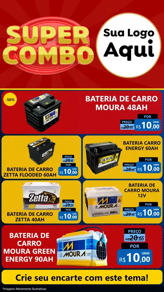 Modelo de TV para TV Vertical com o tema Super Combo para Baterias Elétricas