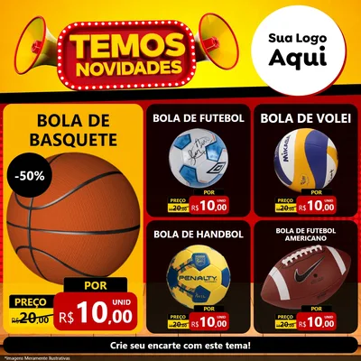 Modelo de Rede Social para Feed Facebook com o tema Temos Novidades para Artigos Esportivos