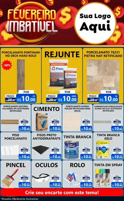 Modelo de Encarte para Encarte Grande com o tema Fevereiro Imbatível para Pisos e revestimentos