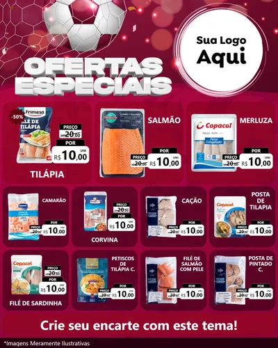 Modelo de Rede Social para Feed Instagram com o tema Ofertas Especiais - Futebol para Peixaria