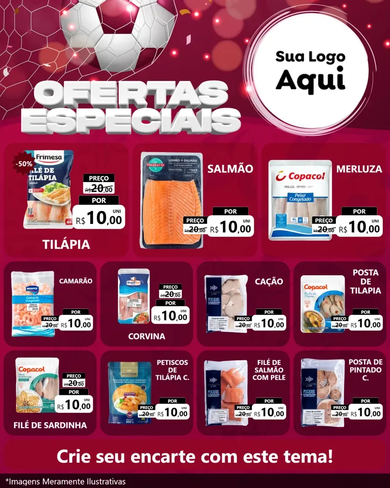 Modelo de Rede Social para Feed Instagram com o tema Ofertas Especiais - Futebol para Peixaria