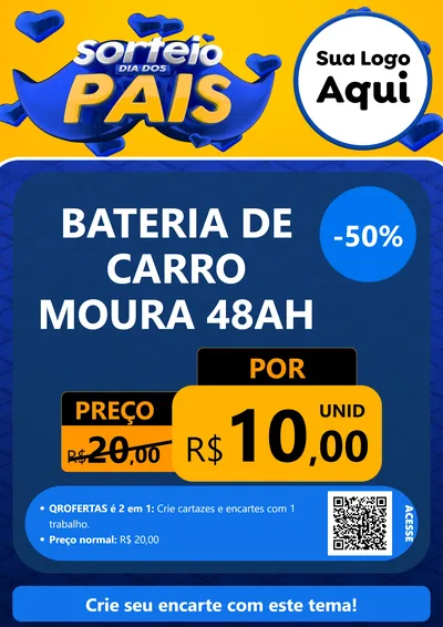 Modelo de Cartaz para Cartaz A4 Vertical com o tema Sorteio Dia dos Pais para Baterias Elétricas