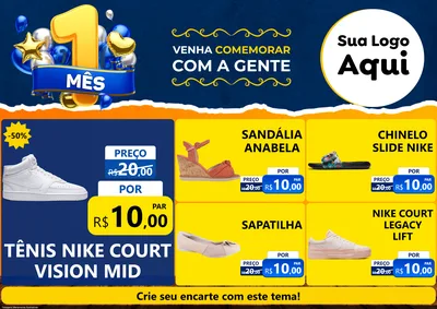 Modelo de Encarte para Encarte A4 Horizontal com o tema Um Mês de Aniversário para Calçados
