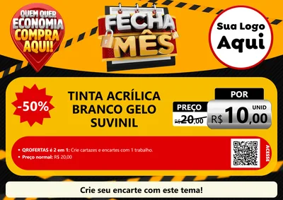 Modelo de Cartaz para Cartaz A4 Horizontal com o tema Fecha Mês para Tintas e Ferramentas