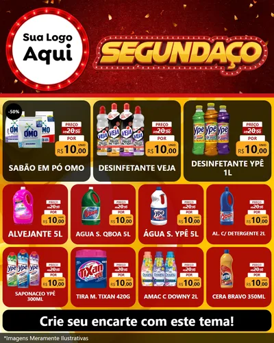 Modelo de Rede Social para Feed Instagram com o tema Segundaço para Produtos de Limpeza