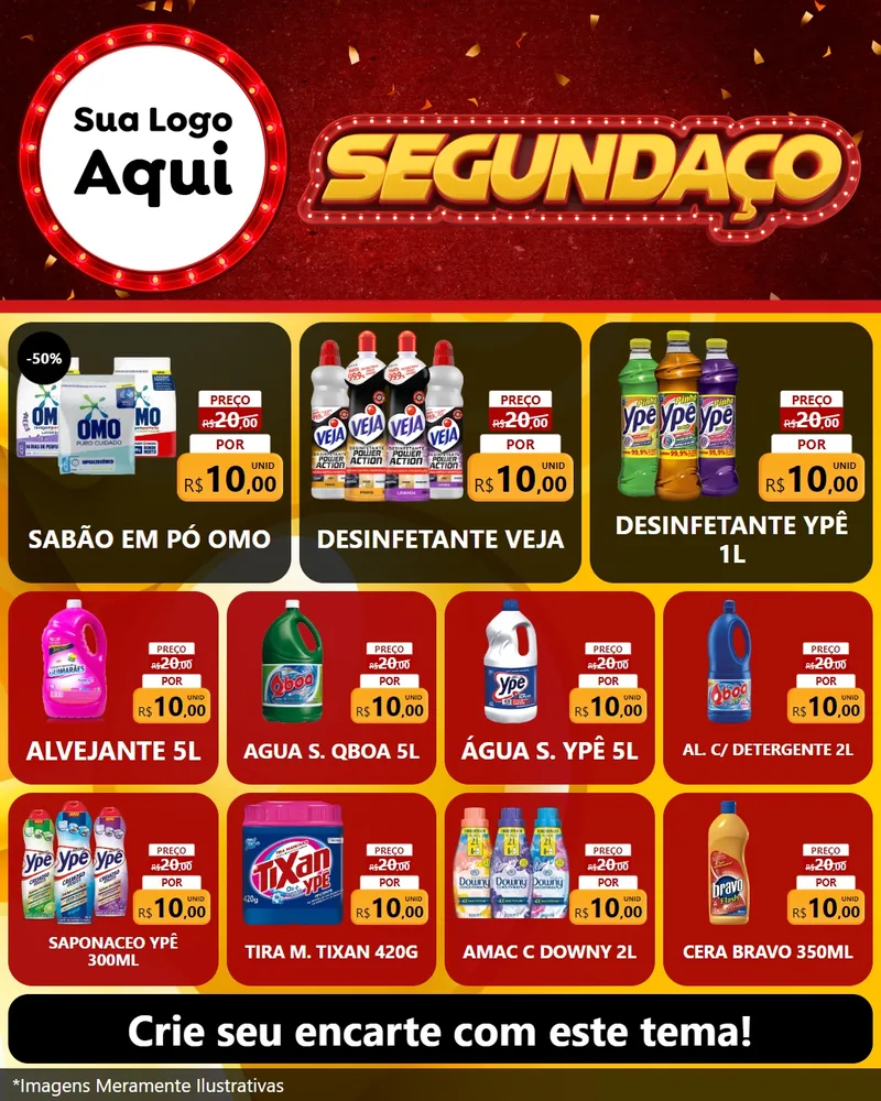 Modelo de Rede Social para Feed Instagram com o tema Segundaço para Produtos de Limpeza