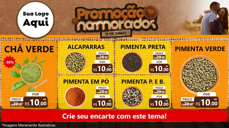 Modelo de TV para TV Horizontal com o tema Promoção Namorados para Produtos Naturais