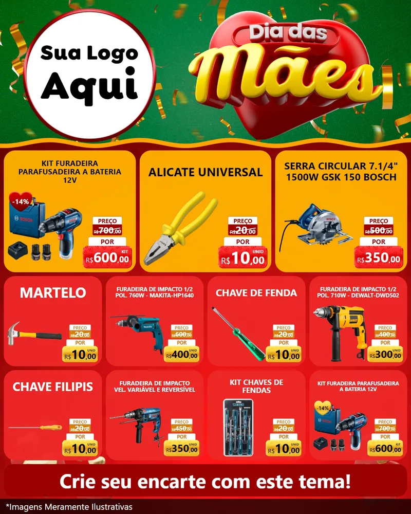 Modelo de Rede Social para Feed Instagram com o tema Dia das Mães para Maquinas e Ferramentas