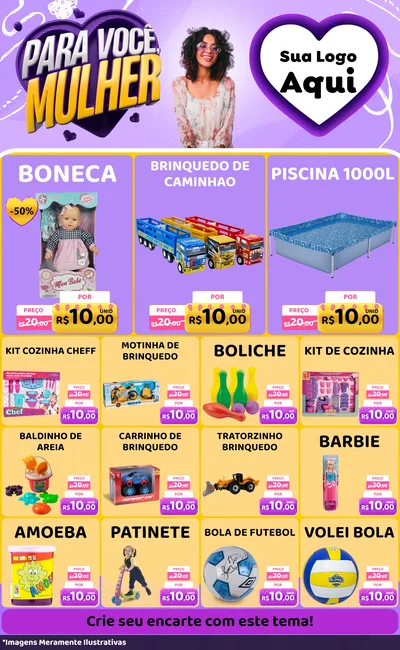 Modelo de Encarte para Encarte Grande com o tema Para Você, Mulher para Brinquedos
