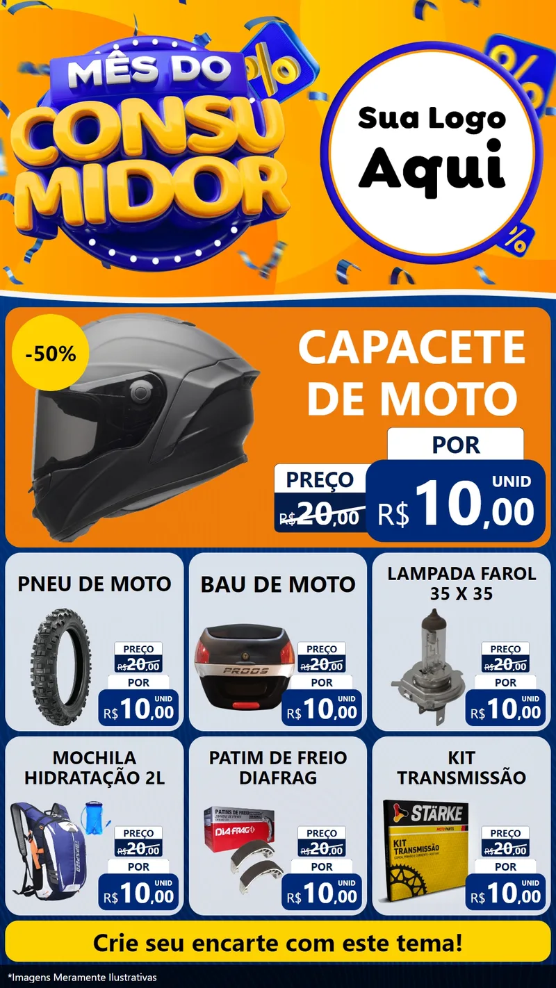 Modelo de Rede Social para Stories com o tema Mês do Consumidor para Moto peças