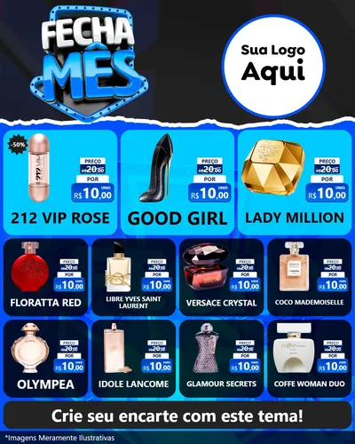Modelo de Rede Social para Feed Instagram com o tema Fecha Mês para Perfumes