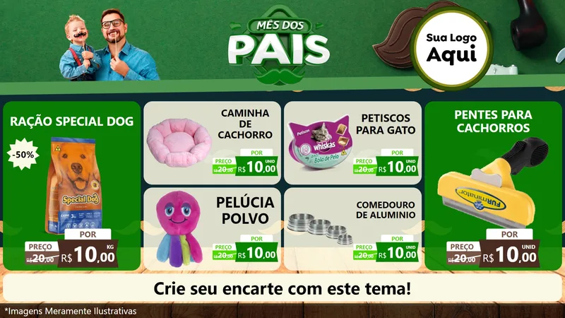 Modelo de TV para TV Horizontal com o tema Mês dos Pais para Pet Shop