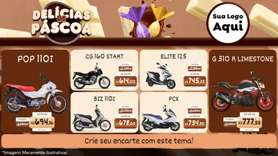 Modelo de TV para TV Horizontal com o tema Delícias de Páscoa para Concessionaria de Motos