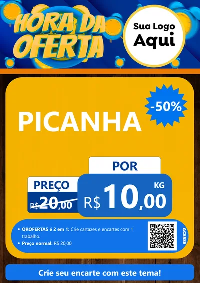 Modelo de Cartaz para Cartaz A4 Vertical com o tema Hora da Oferta para Açougue