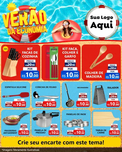 Modelo de Rede Social para Feed Instagram com o tema Verão da Economia para Utilidades Domésticas