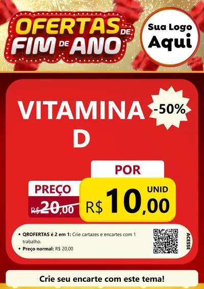 Modelo de Cartaz para Cartaz A4 Vertical com o tema Ofertas de Fim de Ano para Farmácia