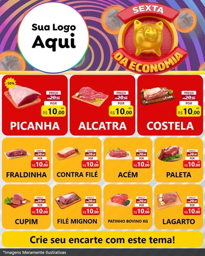 Modelo de Rede Social para Feed Instagram com o tema Sexta da Economia para Açougue