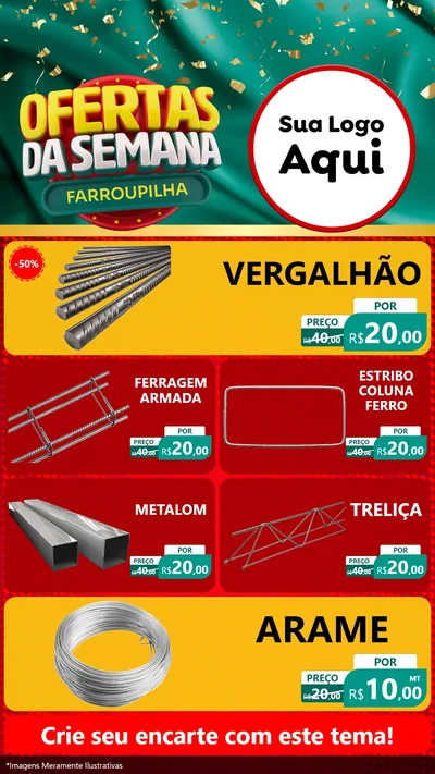 Modelo de TV para TV Vertical com o tema Ofertas da Semana Farroupilha para Ferragens
