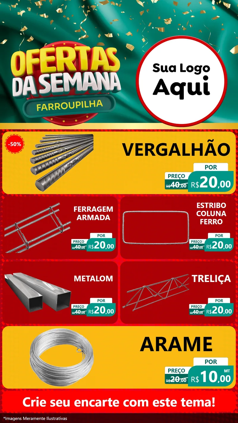 Modelo de TV para TV Vertical com o tema Ofertas da Semana Farroupilha para Ferragens