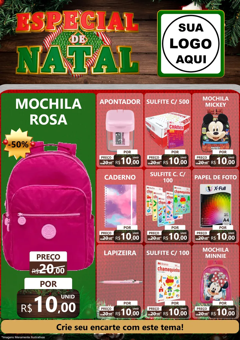 Modelo de Encarte para Encarte A4 Vertical com o tema Especial de Natal para Papelaria