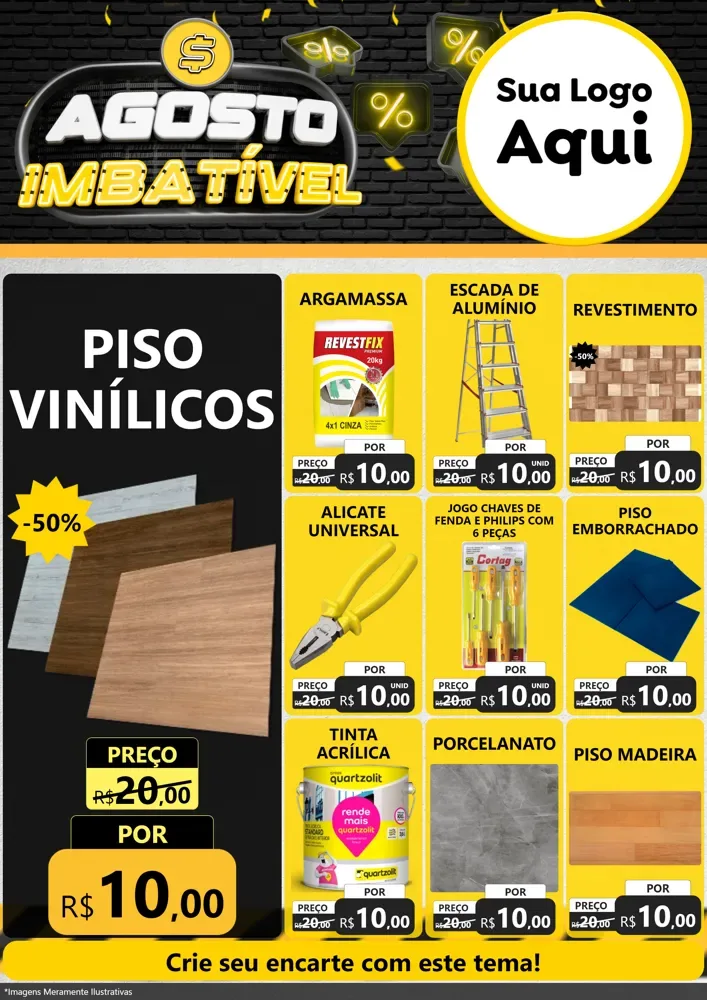 Modelo de Encarte para Encarte A4 Vertical com o tema Agosto Imbatível para Material para Construção