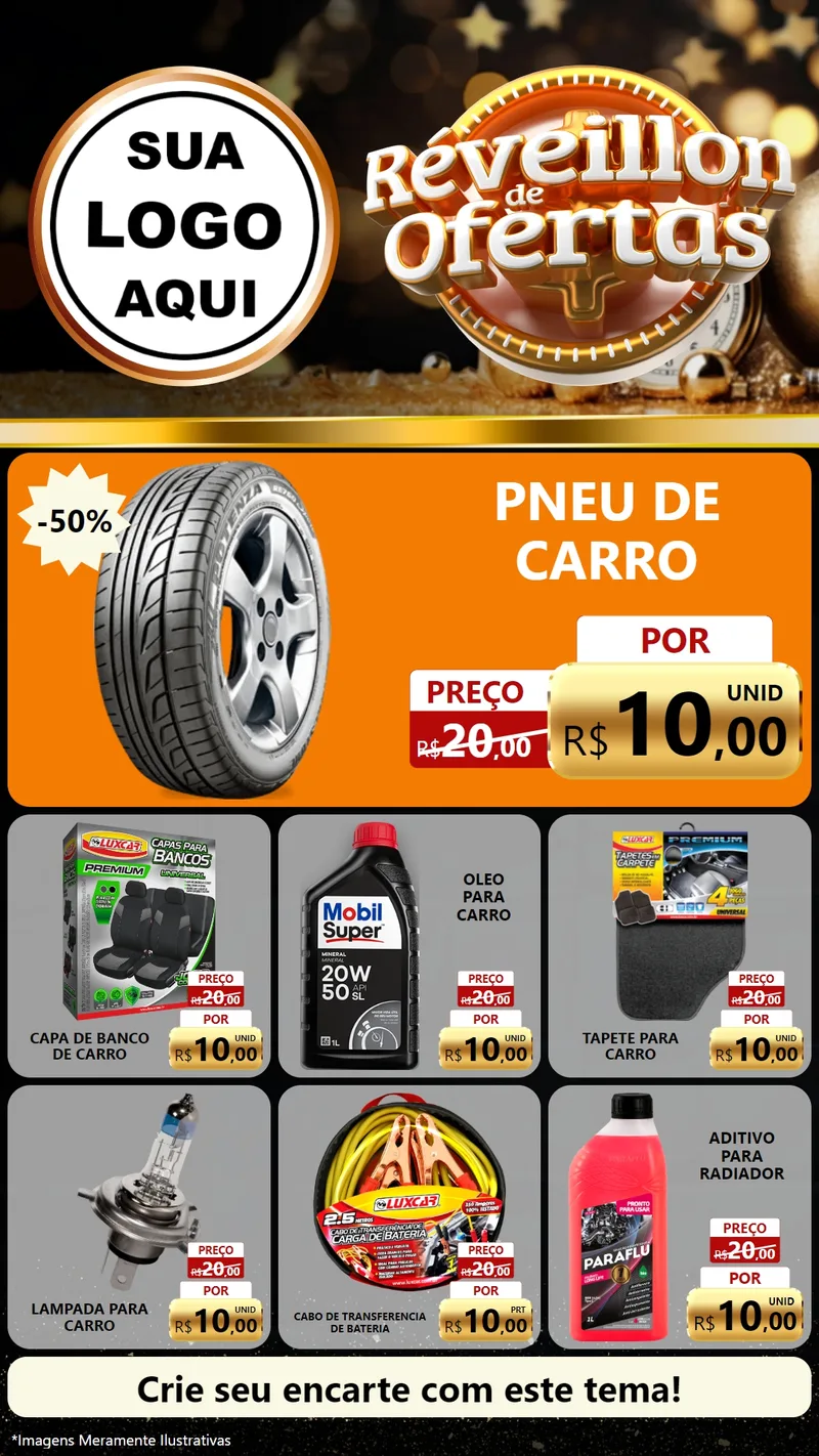 Modelo de Rede Social para Stories com o tema Réveillon de Ofertas para Auto peças
