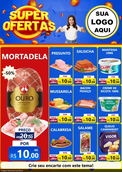 Modelo de Encarte para Encarte A4 Vertical com o tema Super Ofertas para Frios e Laticínios
