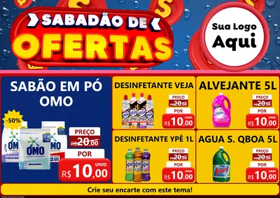 Modelo de Encarte para Encarte A4 Horizontal com o tema Sabadão de Ofertas para Produtos de Limpeza