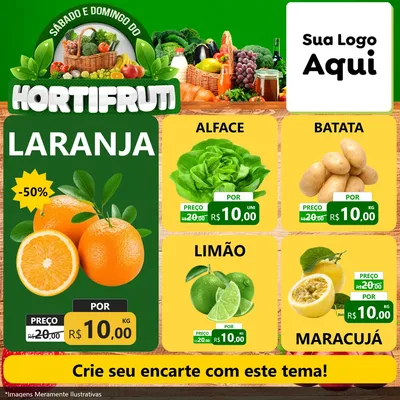 Modelo de Rede Social para Feed Facebook com o tema Sábado e Domingo do Hortifruti para Hortifrúti