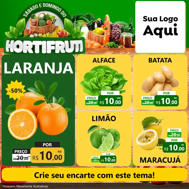 Modelo de Rede Social para Feed Facebook com o tema Sábado e Domingo do Hortifruti para Hortifrúti