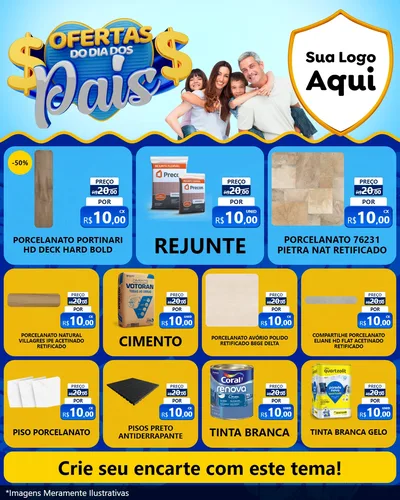 Modelo de Rede Social para Feed Instagram com o tema Ofertas do Dia dos Pais para Pisos e revestimentos