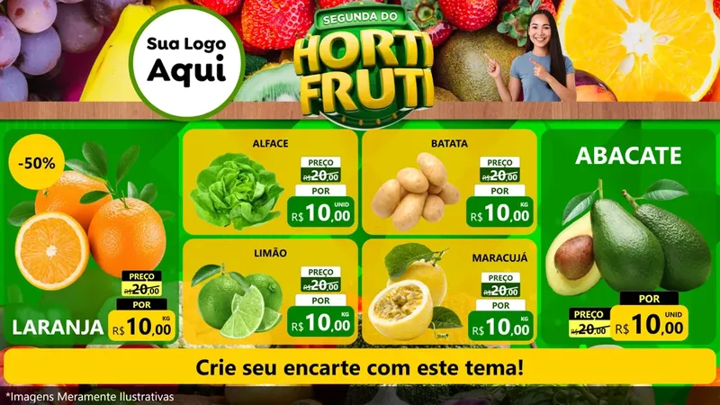 Modelo de TV para TV Horizontal com o tema Segunda do Hortifruti para Hortifrúti