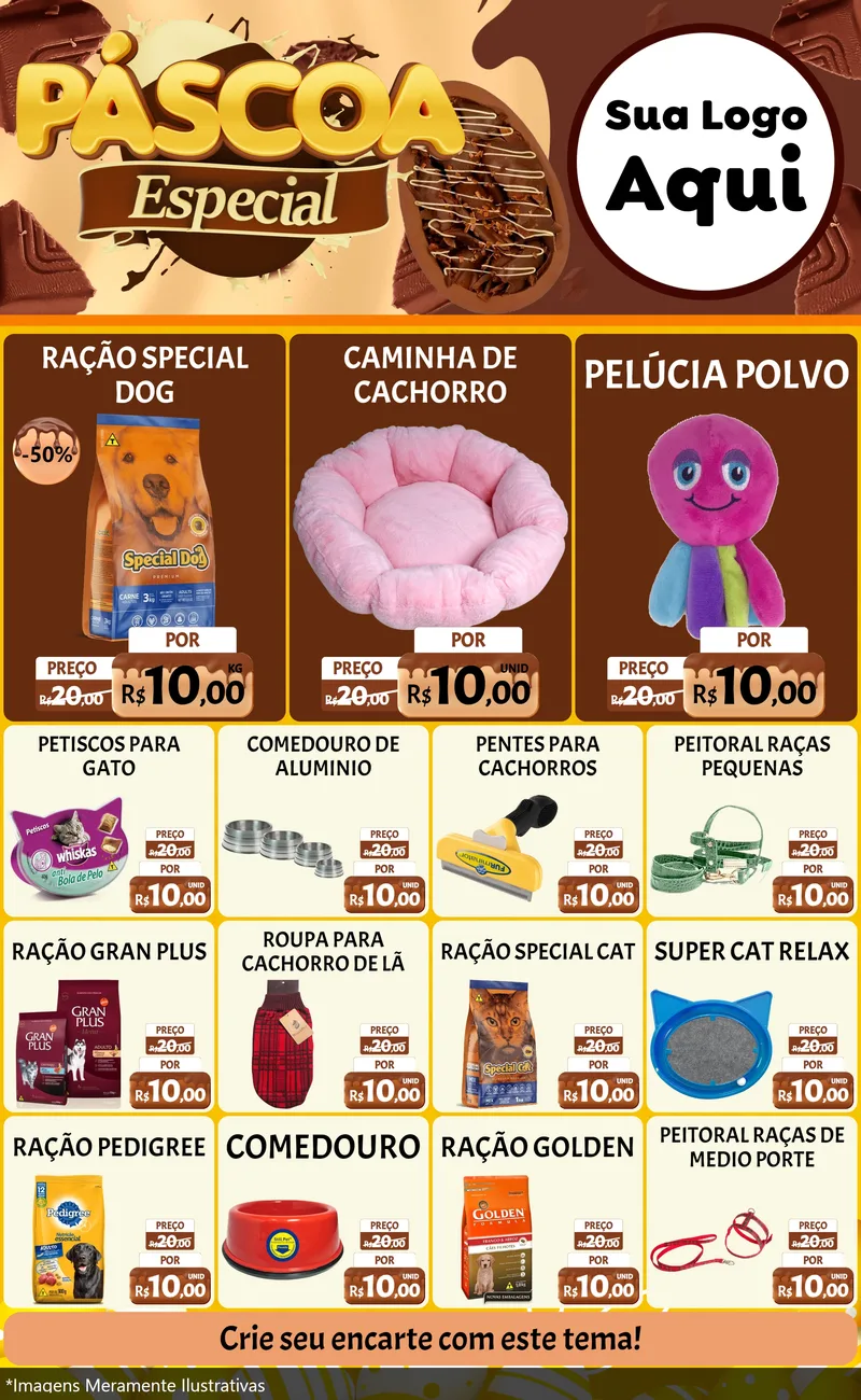 Modelo de Encarte para Encarte Grande com o tema Páscoa Especial para Pet Shop