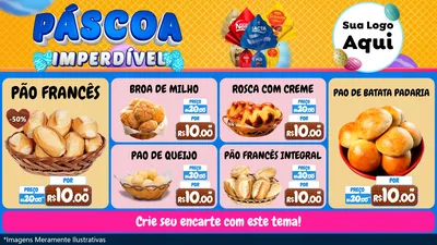 Modelo de TV para TV Horizontal com o tema Páscoa Imperdível para Padaria