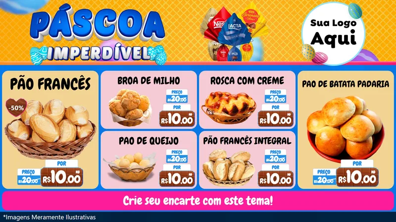 Modelo de TV para TV Horizontal com o tema Páscoa Imperdível para Padaria