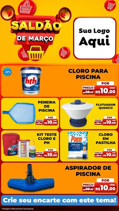 Modelo de TV para TV Vertical com o tema Saldão de Março para Produtos para Piscina