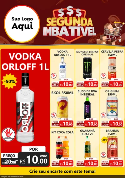 Modelo de Encarte para Encarte A4 Vertical com o tema Segunda Imbatível para Distribuidora de bebidas