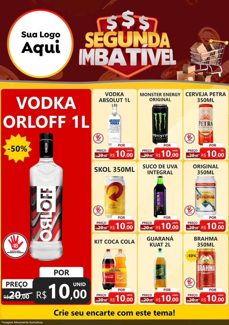 Modelo de Encarte para Encarte A4 Vertical com o tema Segunda Imbatível para Distribuidora de bebidas