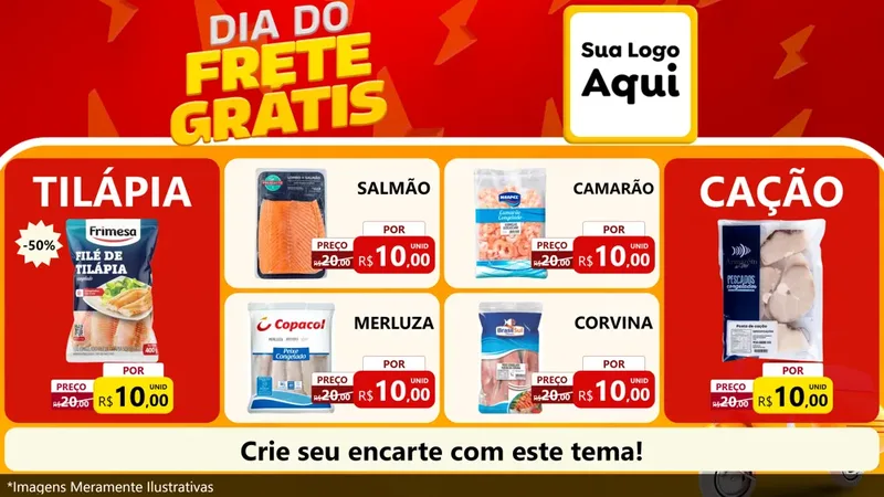 Modelo de TV para TV Horizontal com o tema Dia do Frete Grátis para Peixaria