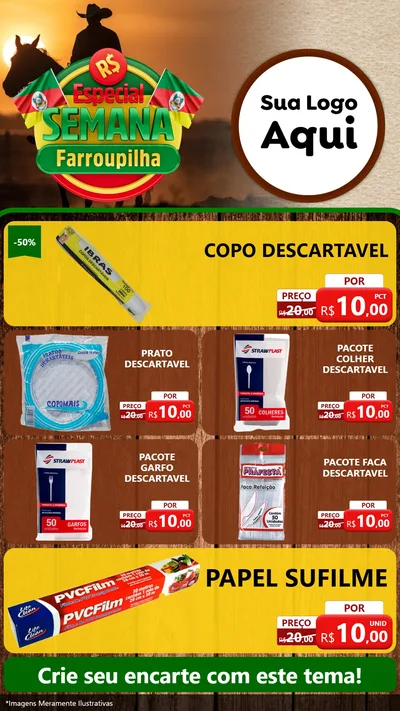 Modelo de TV para TV Vertical com o tema Especial Semana Farroupilha para Embalagens
