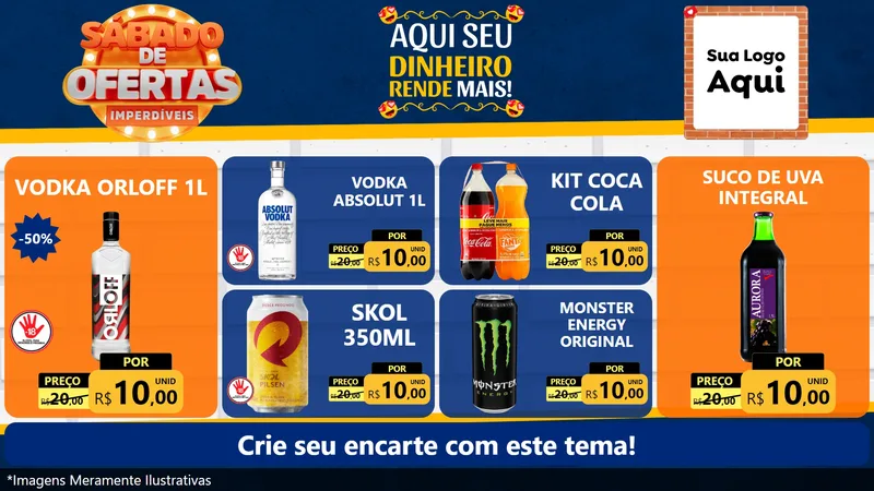 Modelo de TV para TV Horizontal com o tema Sábado de Ofertas Imperdíveis para Distribuidora de bebidas