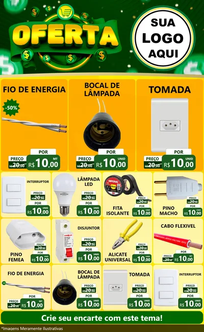 Modelo de Encarte para Encarte Grande com o tema Oferta para Materiais Elétricos