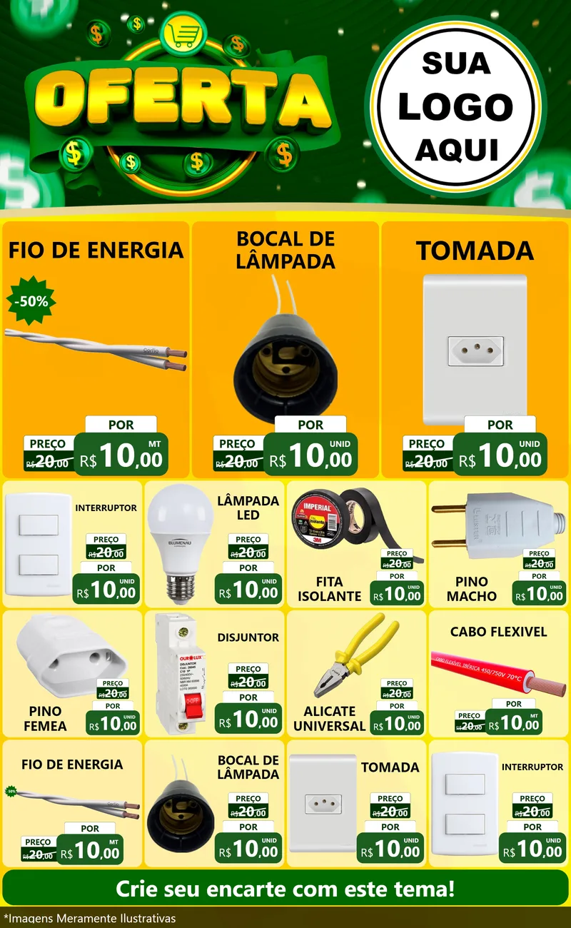 Modelo de Encarte para Encarte Grande com o tema Oferta para Materiais Elétricos