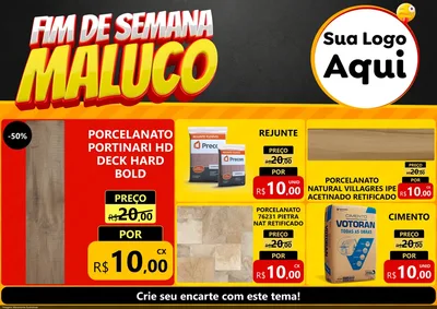 Modelo de Encarte para Encarte A4 Horizontal com o tema Final de Semana Maluco para Pisos e revestimentos