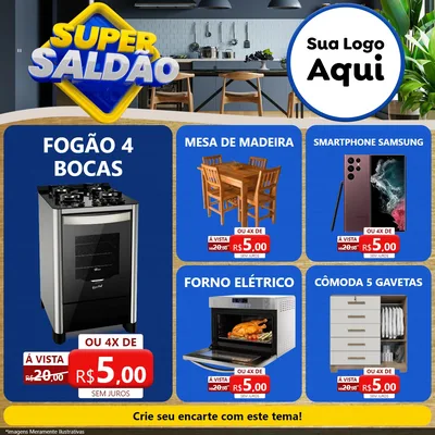 Modelo de Rede Social para Feed Facebook com o tema Super Saldão para Móveis e Eletro