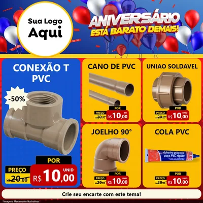 Modelo de Rede Social para Feed Facebook com o tema Aniversário para Tubos e conexões